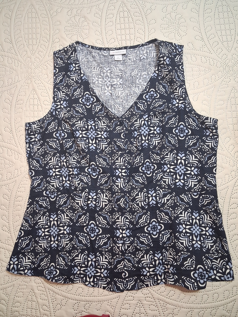 Liz Claiborne Navy Floral Button-Front Camisole - Picture 2 of 4